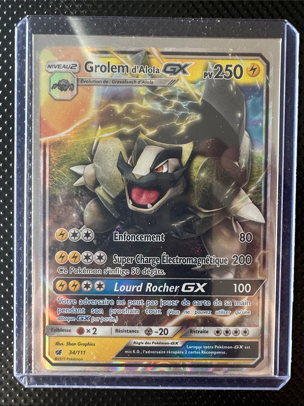 Alolan Golem GX rare pokemon vintage 2017 card FRENCH hard to find LP